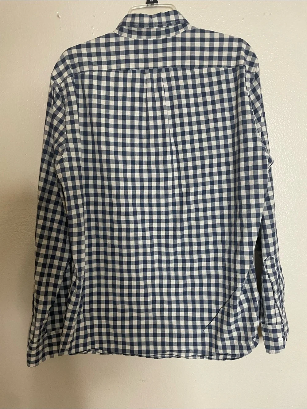 J. Crew Men's Navy and White Gingham Button-Down Shirt